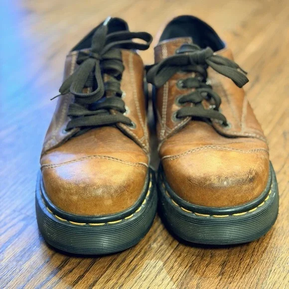 Dr. Martens 8651 Chunky Oxford Shoes Brown Leather Made in England Size 7 - Picture 8 of 13